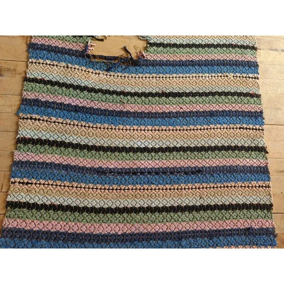 Antique Imported Swedish Hand Made Rag Rug Runner (31 x 112 ) As Shown
